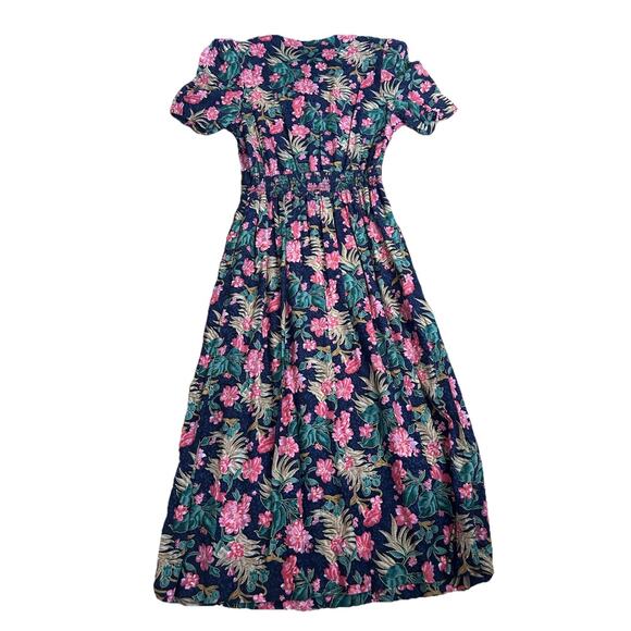 Miss Dorby Women’s 14 Dress Blue Floral Pearl Button Maxi Modest Lace Collar VTG - Picture 2 of 6